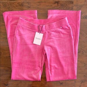 NWT Juicy Couture Hot Pink Velour Rhinestone Low Rise Track Pants